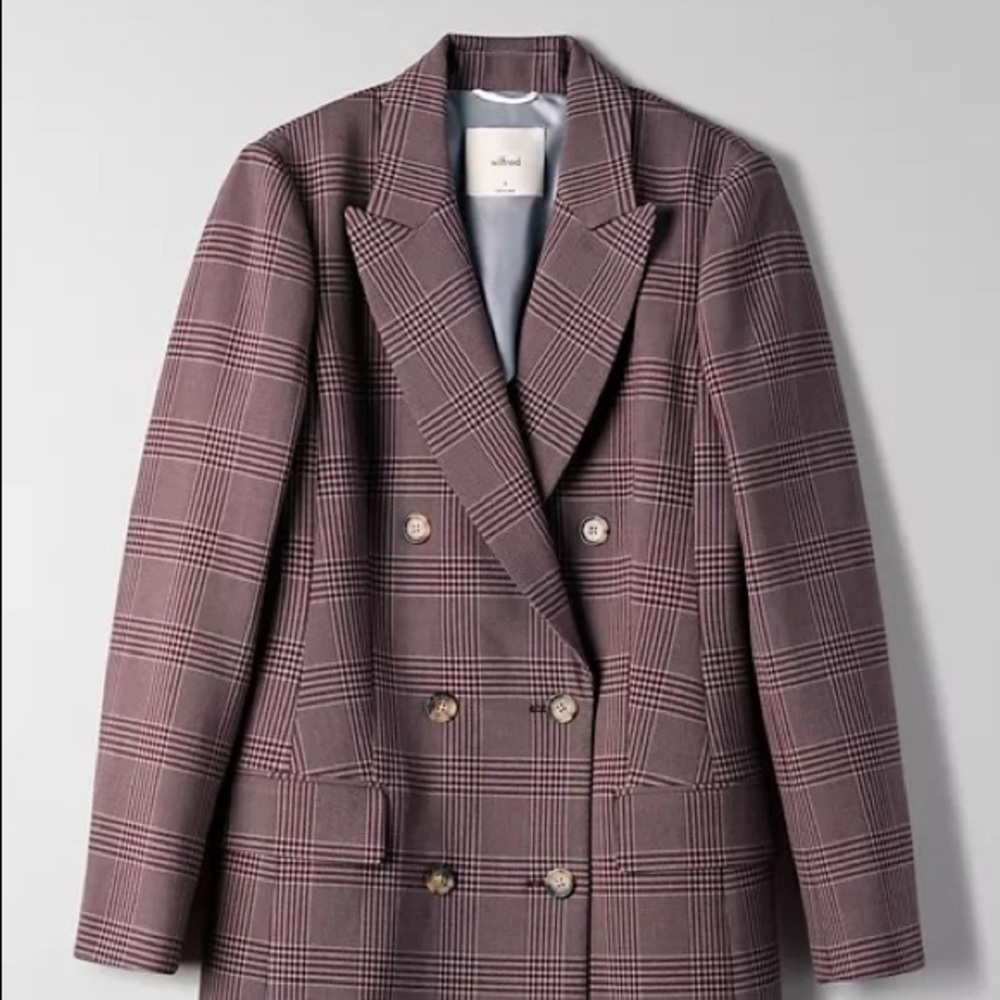 Wilfred Plaid Double-Breasted Women's Jacket - Purple